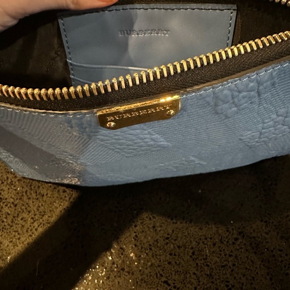 Authentic RARE Burberry Signature Grain Calfskin Peyton Crossbody Celadon Blue - Picture 8 of 13